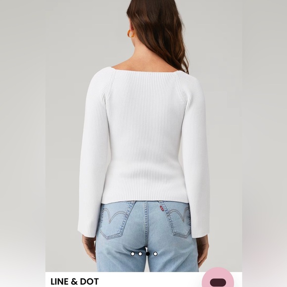 Line & Dot Long Sleeve Sweater White Size Medium - Picture 2 of 9
